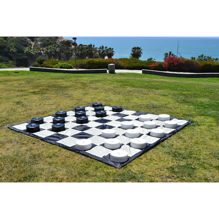 MegaChess 10" Giant Plastic Checkers Set with Quick Fold Nylon Board